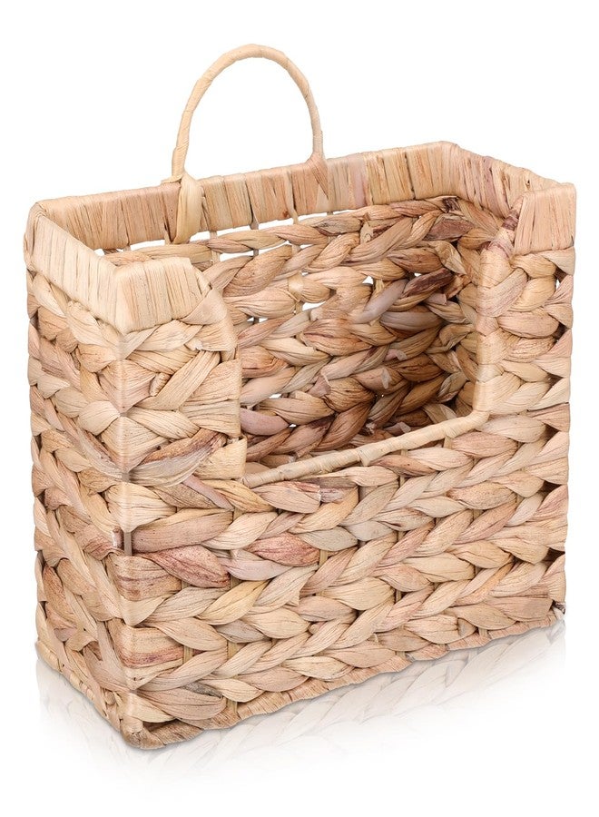 Hpmjz Woven Hanging Magazine Holder Water Hyacinth Magazine Basket Wall Mounted Woven Mail Organizer Wicker Storage Box with Handle Newspaper Rack Decorative for Home Office - Image 1